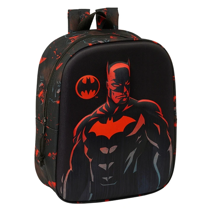 Safta Batman Mochila Guarderia 3D - Asa de Mano - Compartimento Principal con Cremallera - 22x27x10cm - Color Negro 1