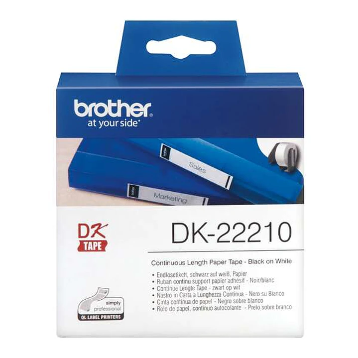 Brother DK22210 - Etiquetas Originales de Tamaño personalizado - Ancho 29mm x 30,48 metros - Texto negro sobre fondo blanco 1