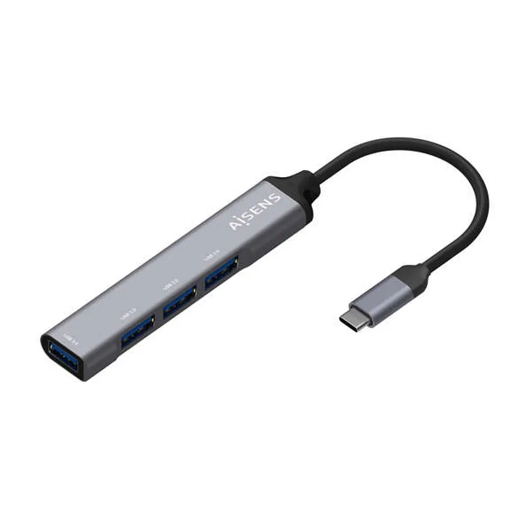 Aisens Hub USB 3.1 USB-C - USB-C Macho a 4xTipo A Hembra - 10cm - Color Gris 1