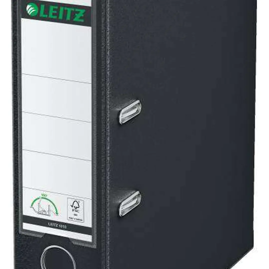 Leitz 180º Archivador de Palanca Tamaño A4 - Lomo Ancho 80mm - Ollao, Rado y Tarjetero en el Lomo - Carton Forrado en Plastico - Cantoneras Metalicas  1