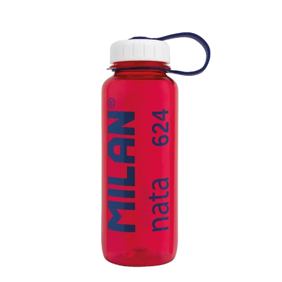 Milan Nata® 624 Botella de Tritan 0.65L - Muy Ligera - Dosificador Extraíble - Escala de Medida - Libre de BPA - Rosa Transparente/Blanco 1