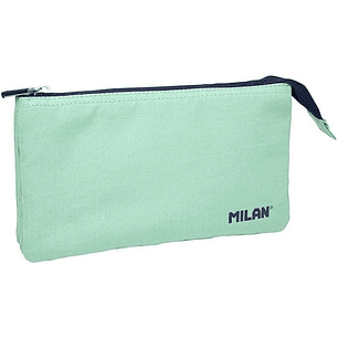 Milan Serie 1918 Estuche Portatodo 5 Compartimentos - Tejido Resistente a las Roturas y Rasgaduras - Medidas 22x12x4cm - Color Verde