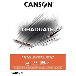 Canson Graduate Sketch Bloc Encolado de 40 Hojas A4 - 96g - Grano Fino - Color Blanco