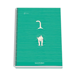 Dohe Santoro Felines Cuaderno Espiral Tapa Dura - Tamaño A4 de 100 Hojas 90gr - Hojas Microperforadas con 4 Taladros - Cuadricula 5mm