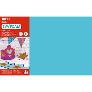 Apli Goma Eva Azul Claro 600x400 - 5 Hojas de Tamaño Estandar - Ideal para Manualidades y Decoracion