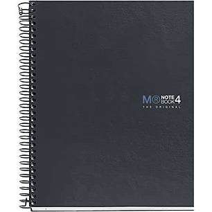 Miquel Rius Notebook4 Cuaderno de Espiral Formato A5 - 160 Hojas Lisas Microperforadas con 2 Taladros - Cubiertas de Carton Extraduro - Color Gris Osc