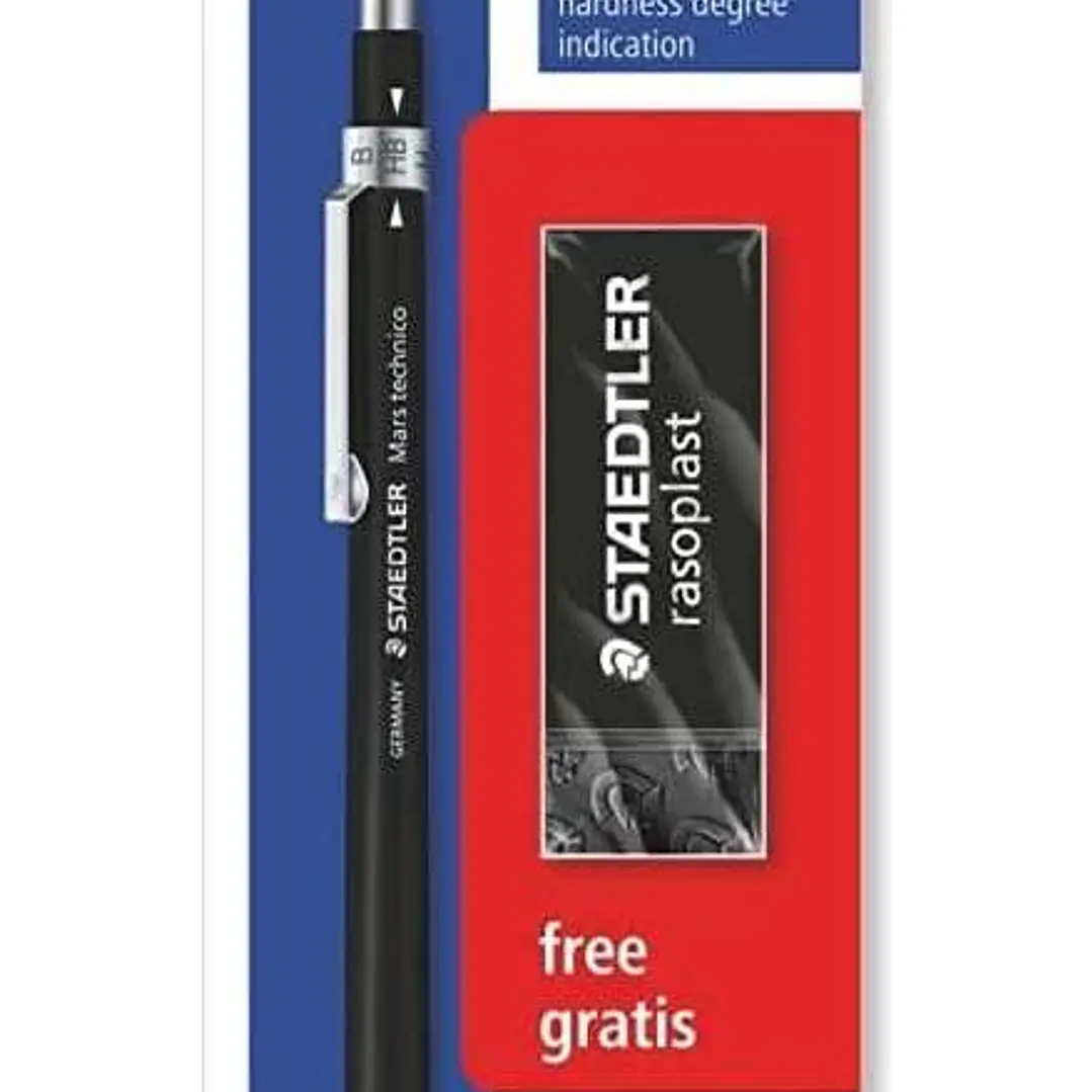 Staedtler Mars Technico 780 C Pack de 1 Portaminas Tecnico de 2mm + 1 Goma de Borrar Rasoplast 1