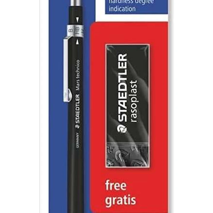 Staedtler Mars Technico 780 C Pack de 1 Portaminas Tecnico de 2mm + 1 Goma de Borrar Rasoplast 1