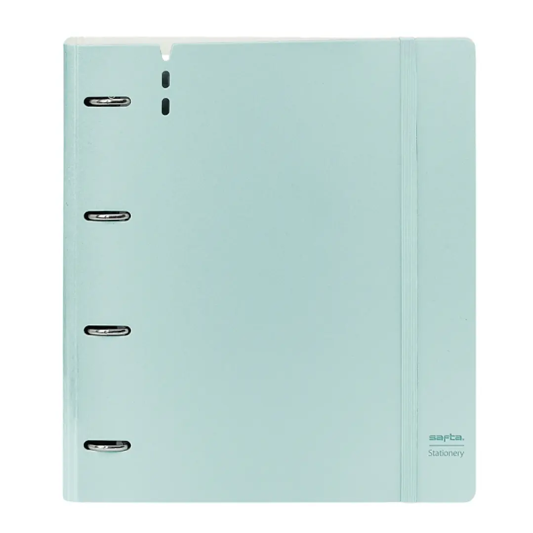 Safta Carpeta de 4 Anillas - PP Foam - Anillas de 35mm - Incluye 100 Hojas A4 - 27x32x4cm - Color Azul Claro 1