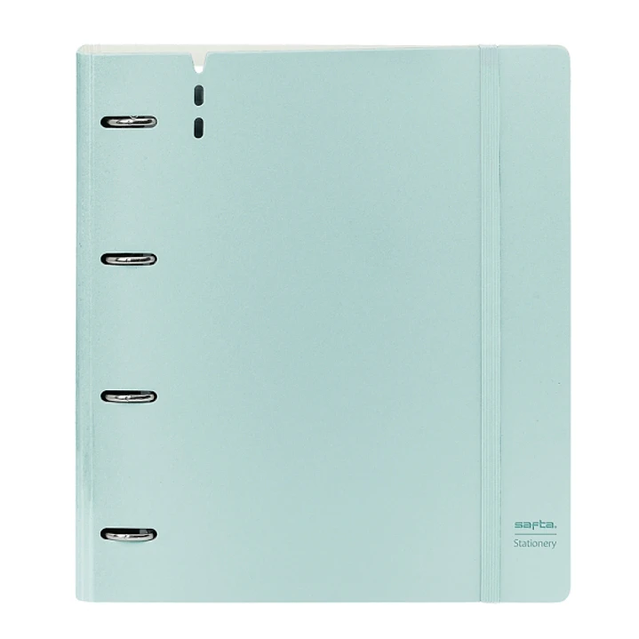 Safta Carpeta de 4 Anillas - PP Foam - Anillas de 35mm - Incluye 100 Hojas A4 - 27x32x4cm - Color Azul Claro 1