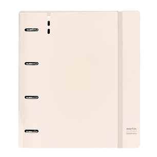 Safta Carpeta de 4 Anillas - PP Foam - Anillas de 35mm - Incluye 100 Hojas A4 - 27x32x4cm - Color Beige
