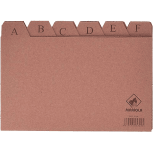 Mariola Indice A-Z Nº4 para Fichero - Medidas 200x120mm - Color Marron