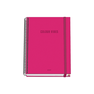Dohe Colour Vives Cuaderno Espiral A5 100 Hojas Cuadricula 5mm - Tapa Dura Impresa a todo Color y Plastificada en Brillo - Bandas de Color - Cierre de