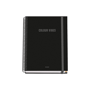 Dohe Colour Vives Cuaderno Espiral A5 100 Hojas Cuadricula 5mm - Tapa Dura Impresa a todo Color y Plastificada en Brillo - Bandas de Color - Cierre de