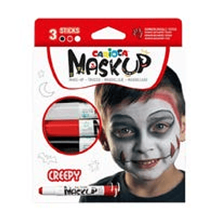 Carioca Mask Up Creepy Pack de 3 Colores para la Piel - Colores Brillantes - Lavables - Base Agua - Incluye Dos Tutoriales Paso a Paso - Colores Blanc