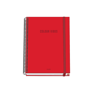 Dohe Colour Vives Cuaderno Espiral A5 100 Hojas Cuadricula 5mm - Tapa Dura Impresa a todo Color y Plastificada en Brillo - Bandas de Color - Cierre de