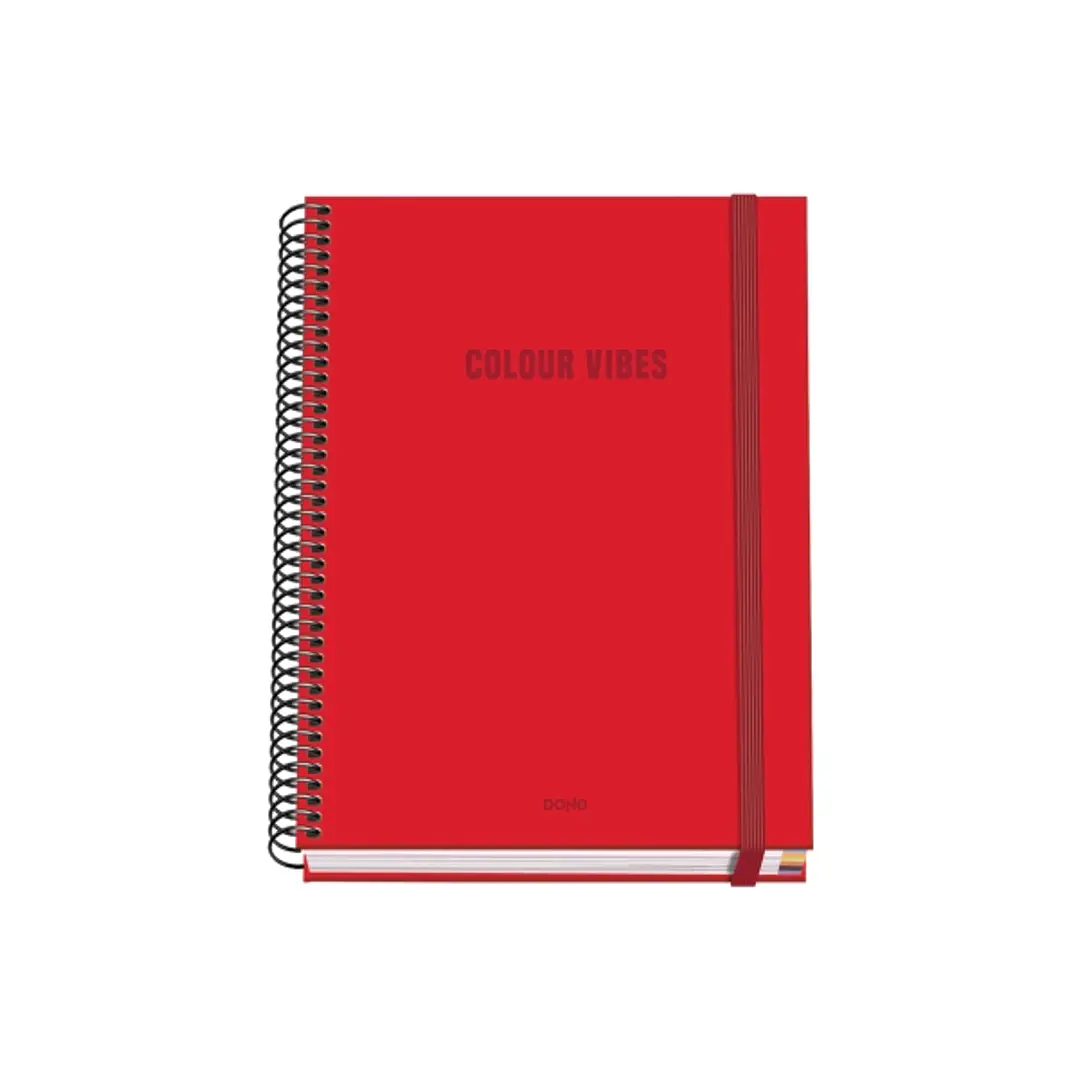 Dohe Colour Vives Cuaderno Espiral A5 100 Hojas Cuadricula 5mm - Tapa Dura Impresa a todo Color y Plastificada en Brillo - Bandas de Color - Cierre de 1