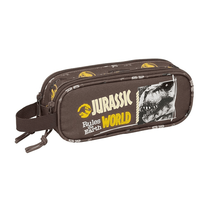 Safta Jurassic World Portatodo - 2 Compartimentos con Cremalleras - Asa Lateral - 1L - 210x60x80mm - Color Marron 1