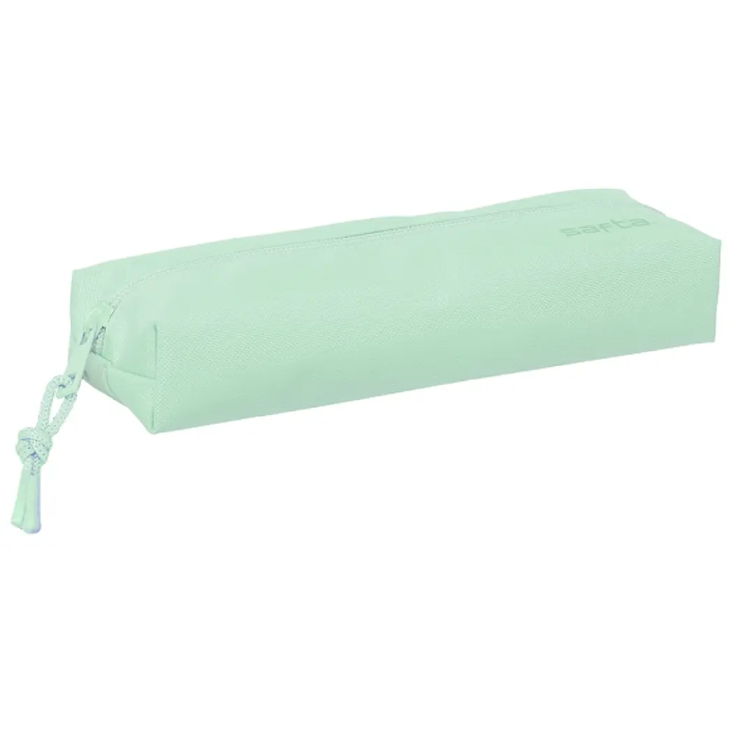 Safta Estuche Portatodo de 22cm - 1 Compartimento - Rectangular - Goma Elastica Trasera - 22x4x7cm - Color Verde Pastel 1