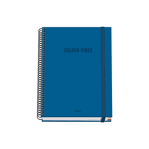Dohe Colour Vives Cuaderno Espiral A5 100 Hojas Cuadricula 5mm - Tapa Dura Impresa a todo Color y Plastificada en Brillo - Bandas de Color - Cierre de