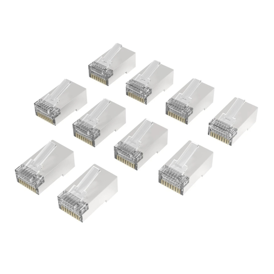 Hama Essential Pack de 10 Terminales RJ45 - Cat 6A - Apantallado - Velocidad hasta 10 Gbps - Color Plata 1