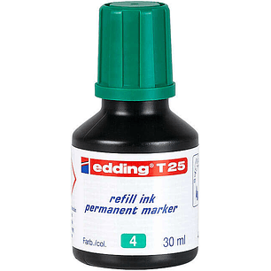 Edding T25 Bote de Recarga para Rotulador Permanente - Capacidad 30ml - Color Verde