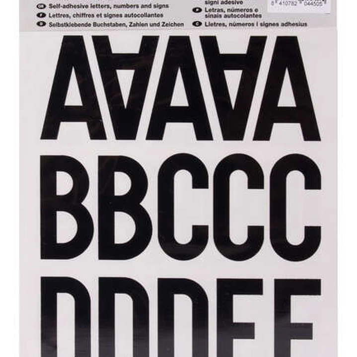 Apli Letras de Palo Mayusculas Adhesivas - Altura 50mm - Pack de 5 Hojas - Color Negro - Facil Identificacion y Señalizacion 1