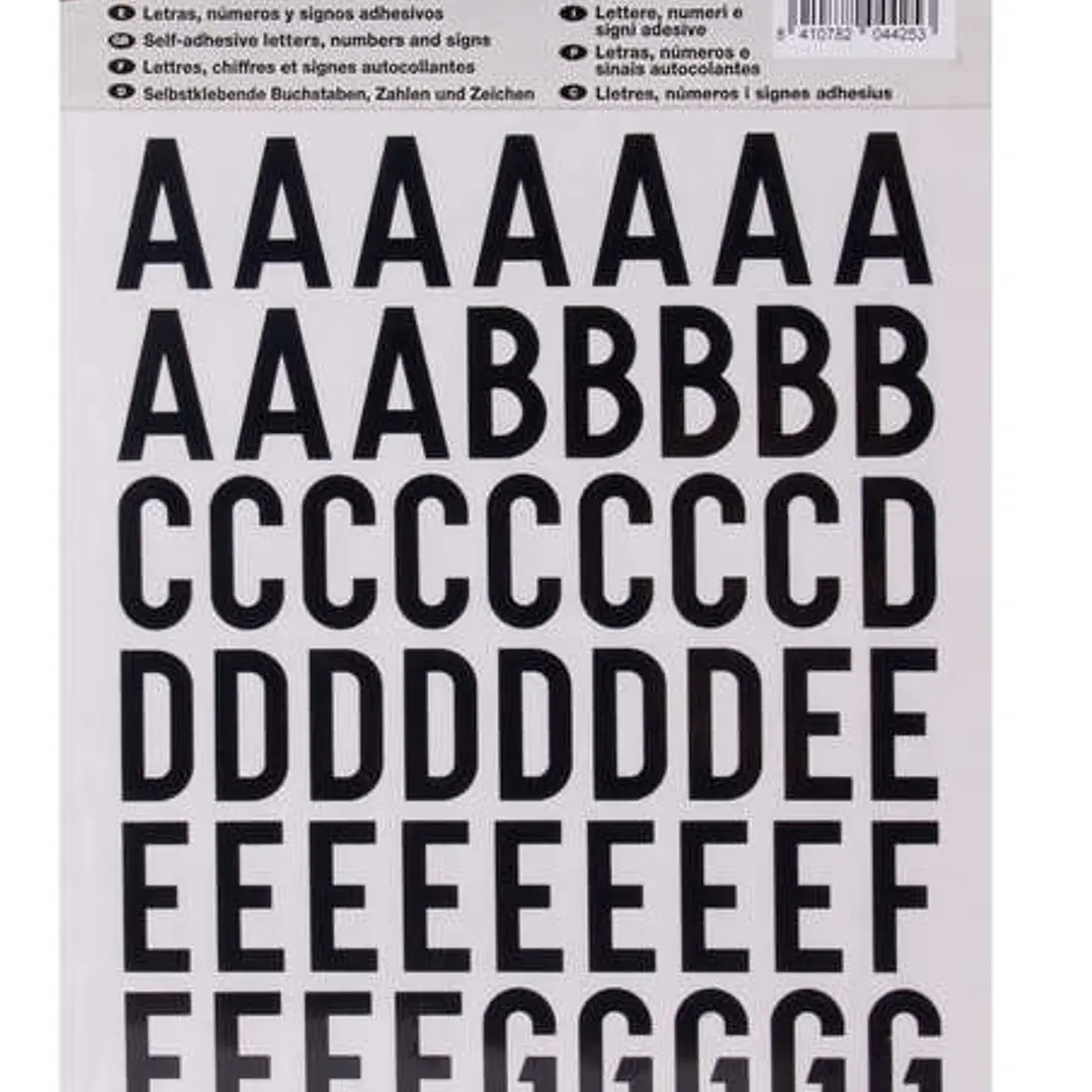 Apli Letras Adhesivas de Palo Mayusculas - Altura 25mm - Color Negro - Pack de 4 Hojas con 209 Letras 1