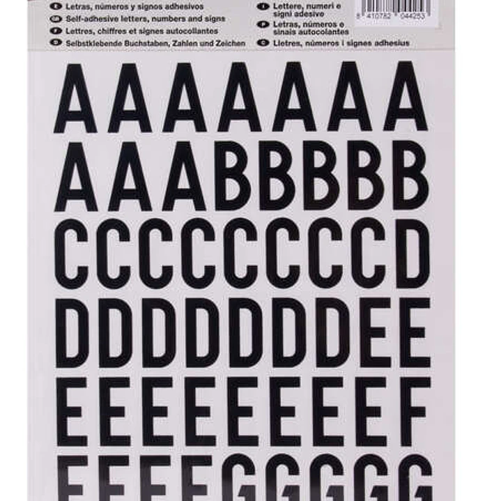 Apli Letras Adhesivas de Palo Mayusculas - Altura 25mm - Color Negro - Pack de 4 Hojas con 209 Letras 1