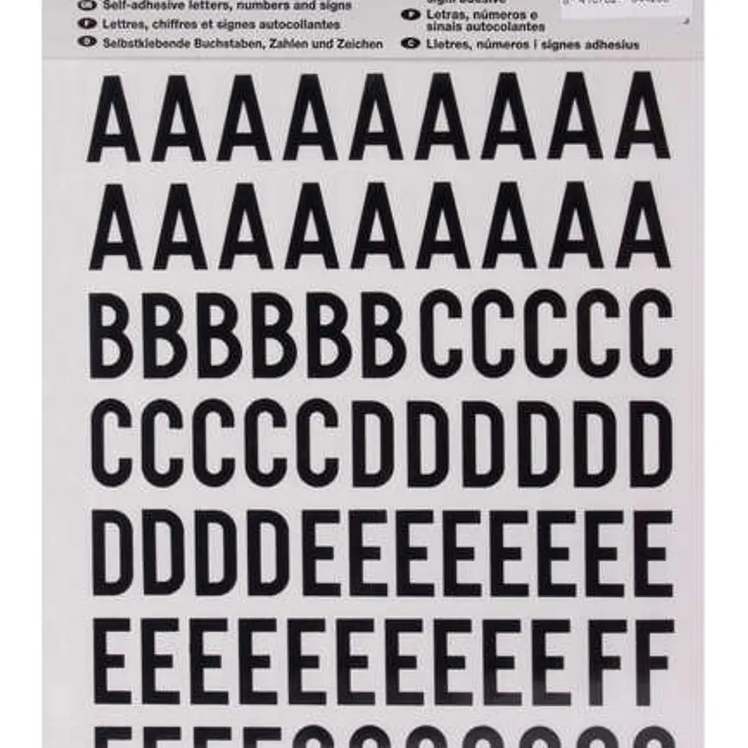 Apli Letras de Palo Mayusculas Adhesivas - Altura 20mm - Color Negro - Pack de 4 Hojas (301 Letras) 1