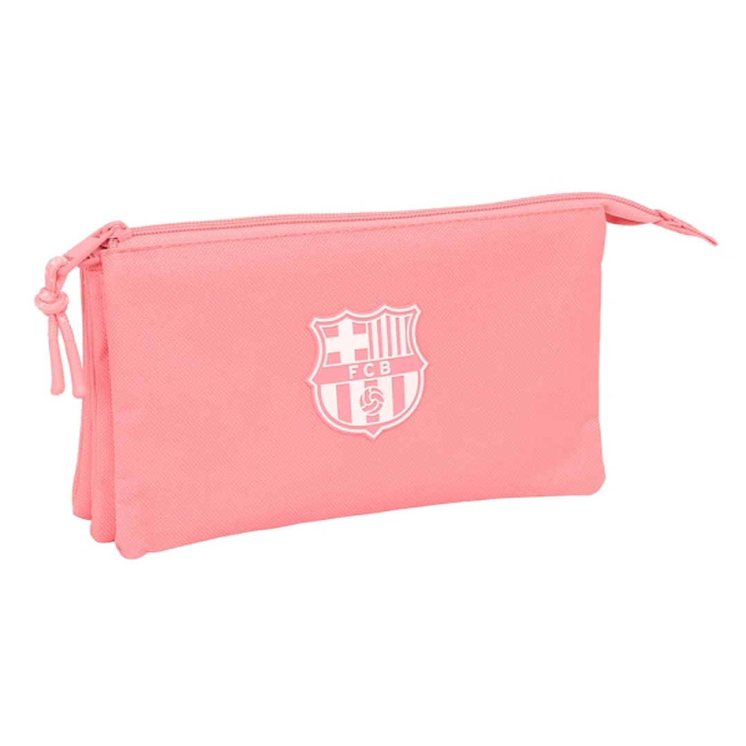 Safta F.C.Barcelona Chica Portatodo - 3 Compartimentos con Cremalleras - 0.6L - Bolsillo Interior - 220x30x120mm - Color Coral 1