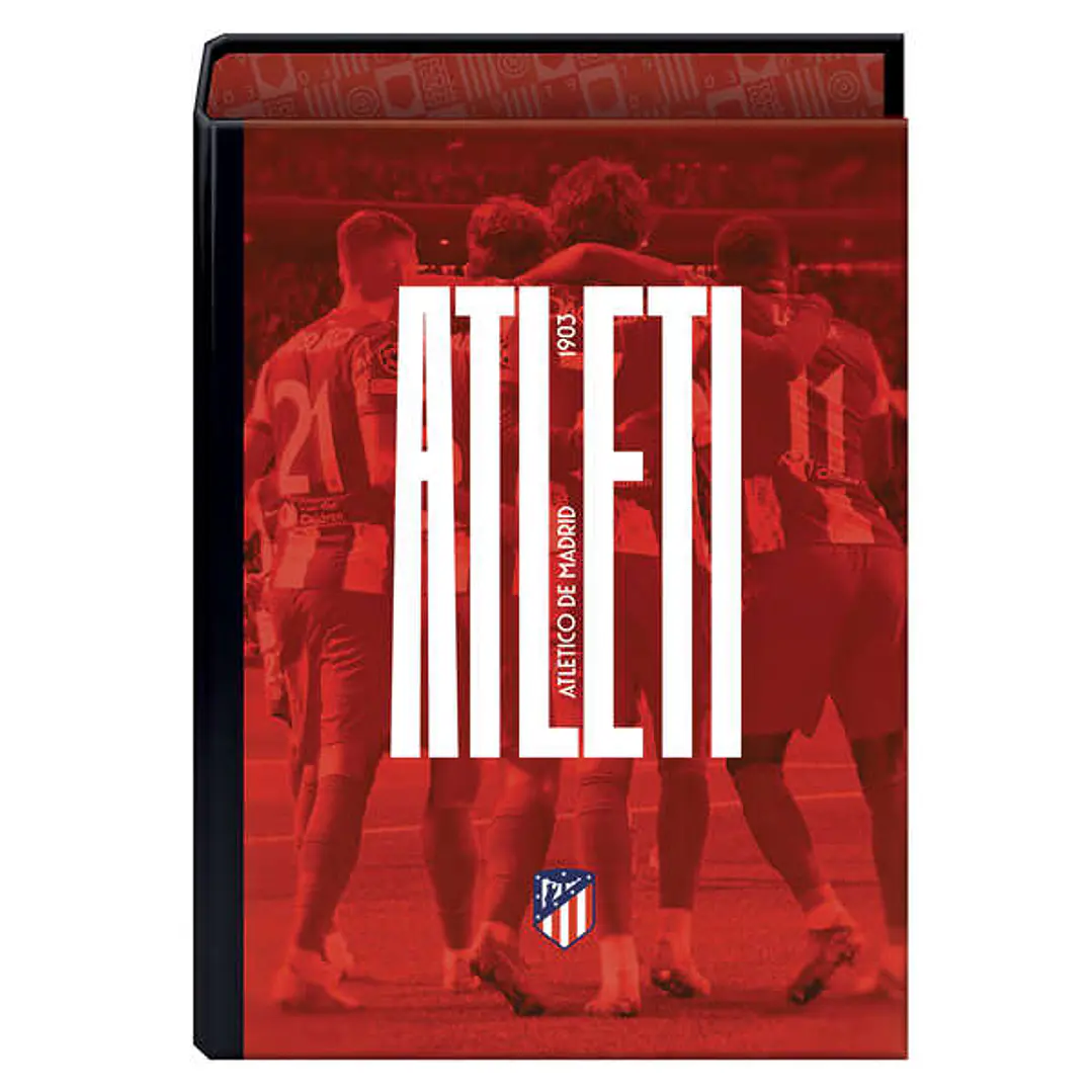 Dohe Atletico de Madrid Atleti Carpeta de 4 Anillas Formato Folio - Cubierta de Carton Forrado - Anillas Niqueladas de 40mm 1