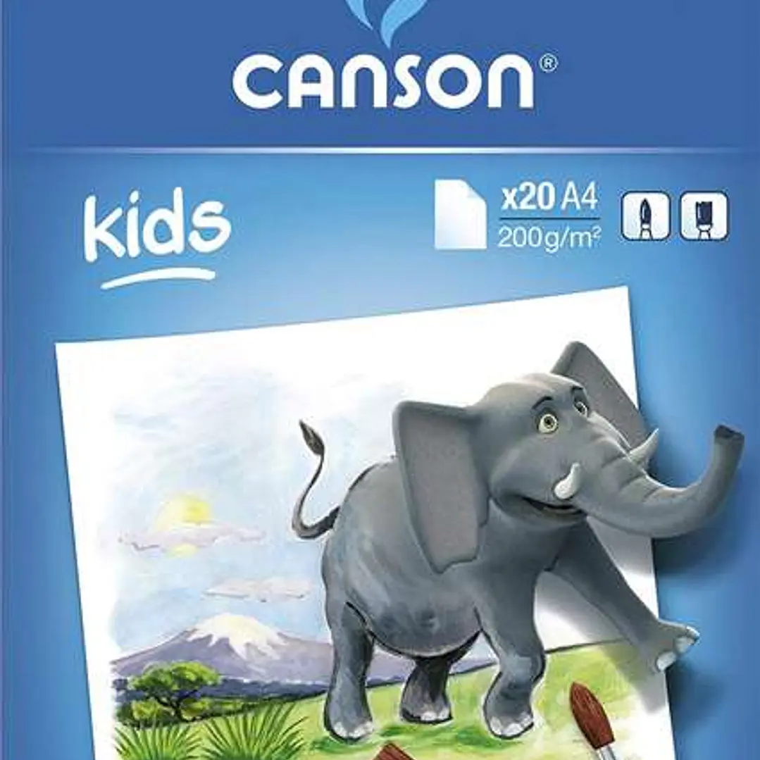 Canson Kids Pintura Bloc Encolado de 20 Hojas A4 - 21x29.7cm - 200g - Color Blanco 1
