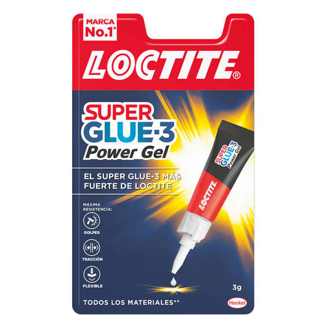 Loctite Superglue-3 Power Gel 3gr - Adhesivo Instantaneo Flexible y Extrafuerte - Formula en Gel Enriquecida con Particulas de Caucho - Resistente a G 1