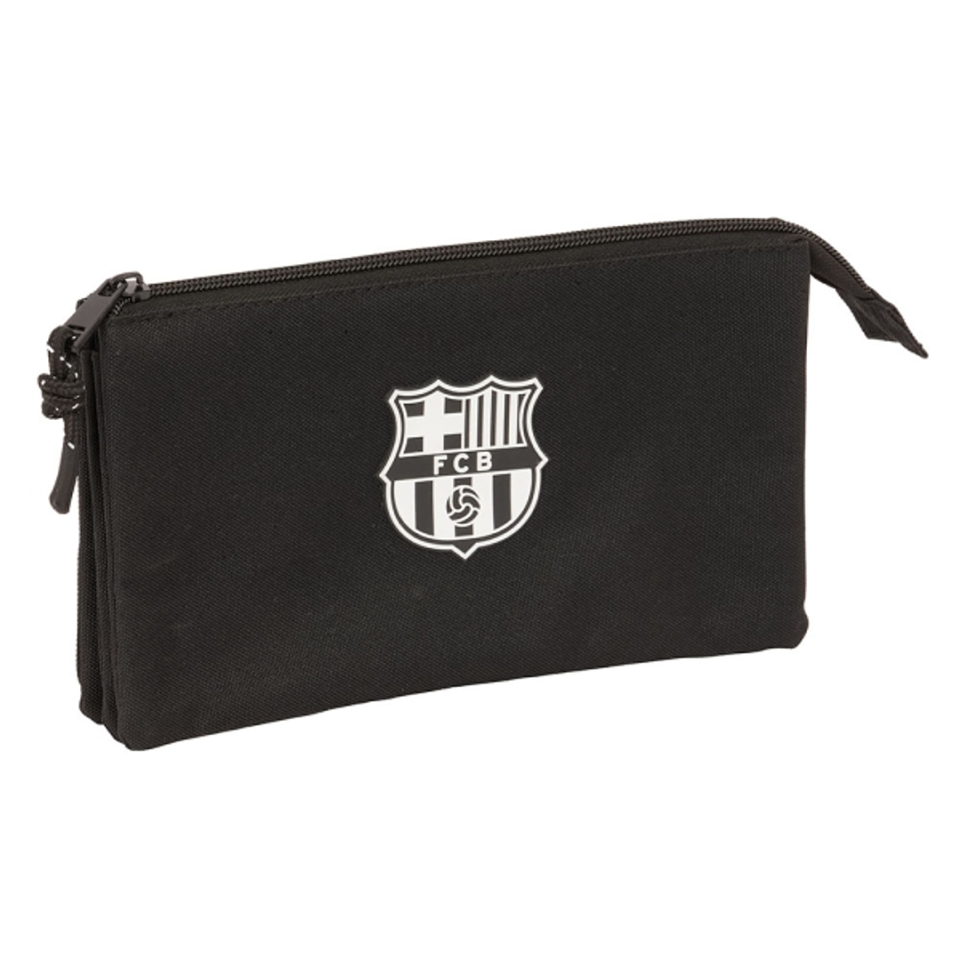 Safta F.C.Barcelona Chica Portatodo - 3 Compartimentos con Cremalleras - 0.6L - Bolsillo Interior - 220x30x120mm - Color Negro 1