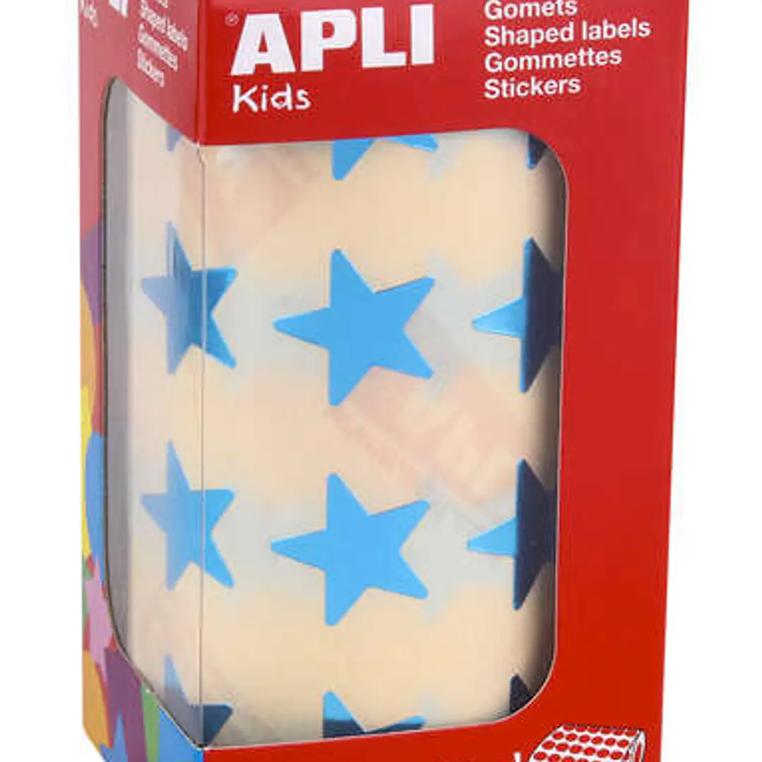 Apli Gomets Estrella Azul Metalizado - Tamaño 19.5mm - Adhesivo Permanente - 1416 Gomets por Rollo - Ideal para Actividades Creativas con Niños 1