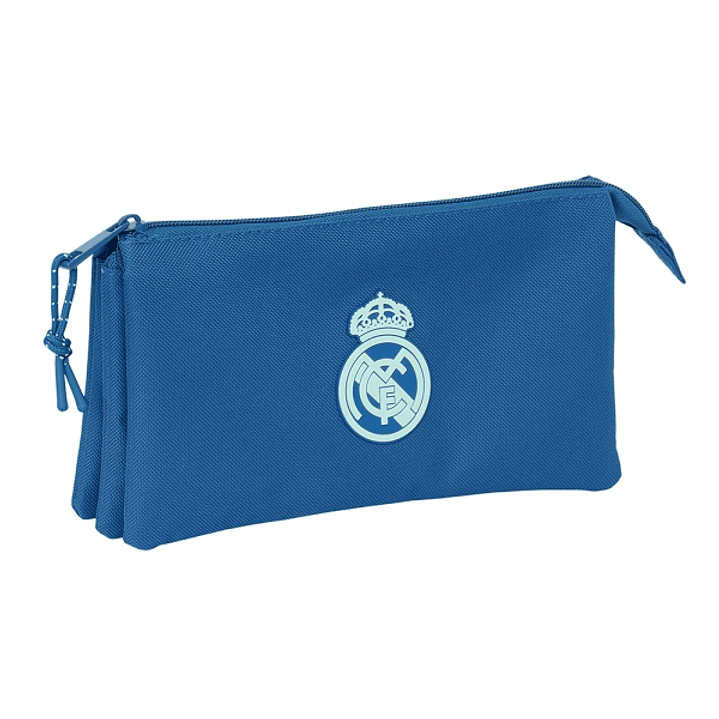 Safta Real Madrid Chica Portatodo - 3 Compartimentos con Cremalleras - Bolsillo Interior - 0.6L - 220x30x120mm - Color Azul 1
