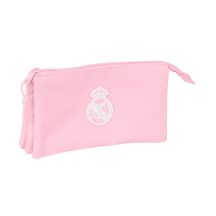 Safta Real Madrid Chica Portatodo - 3 Compartimentos con Cremalleras - 0.6L - Bolsillo Interior - 220x30x120mm - Color Rosa 1