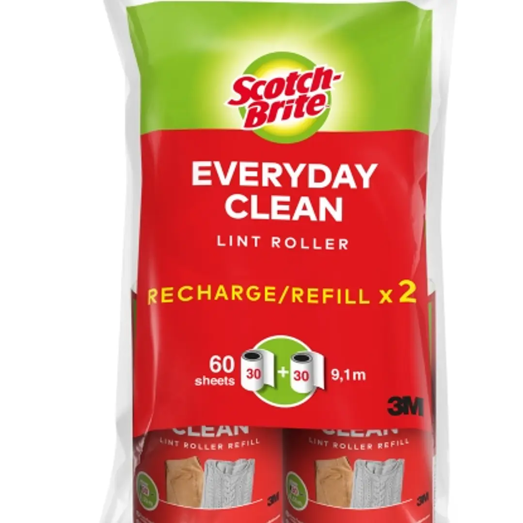Scotch-Brite Everyday Clean Recambio para Pack de 2 Rodillos Quitapelusas Adhesivo - 30 Hojas por Rodillo - Color Blanco 1