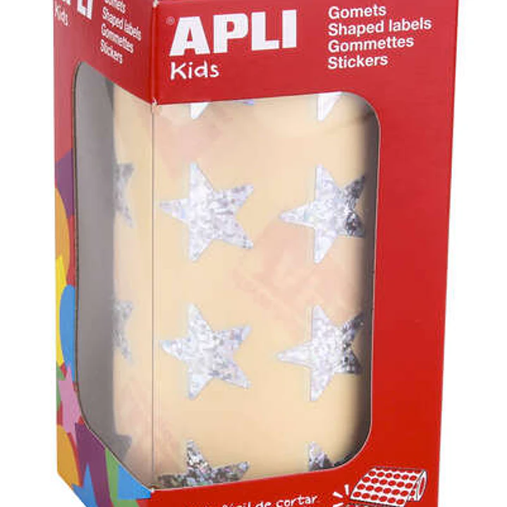 Apli Gomets Estrella Holograficos 19.5mm - 1416 Unidades por Rollo - Ideal para Actividades Infantiles - Cumple Normas de Calidad y Seguridad 1