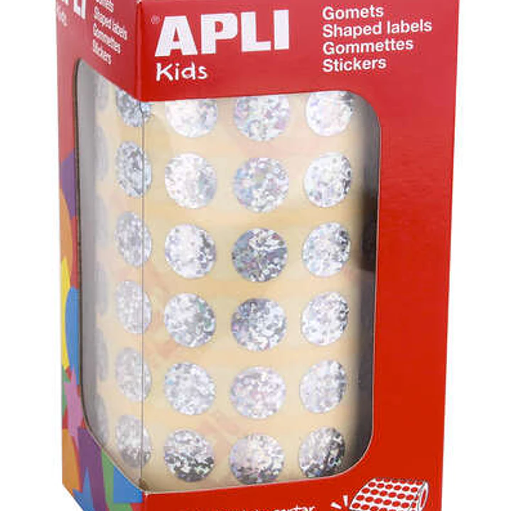 Apli Gomets Redondos Holograficos - Tamaño Ø 10.5mm - Adhesivo Permanente - 5192 Gomets por Rollo - Ideal para Desarrollar Habilidades Infantiles 1
