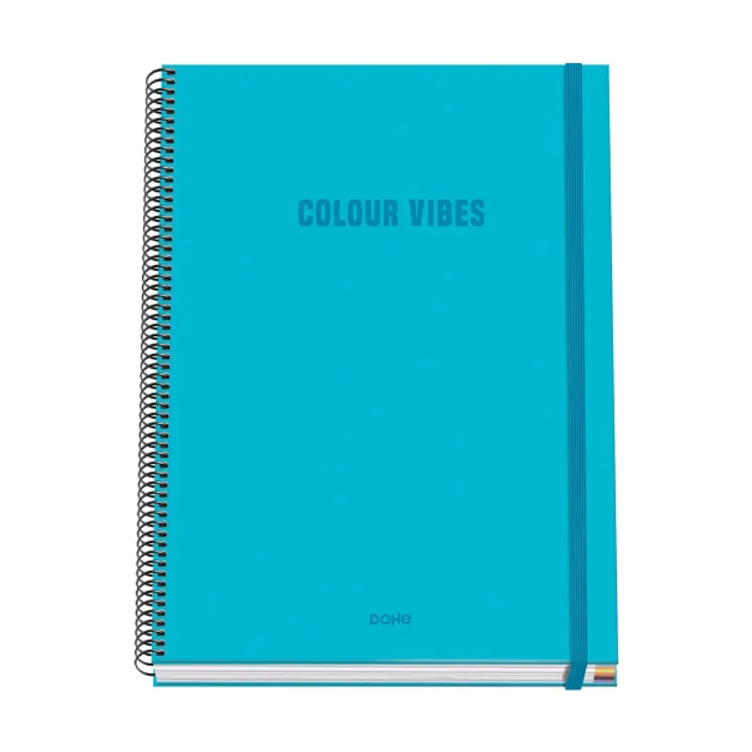 Dohe Colour Vives Cuaderno Espiral A4 100 Hojas Microperforadas Cuadricula 5mm - Tapa Dura Carton Forrado - Cierre de Goma - Bandas de Color - Color A 1