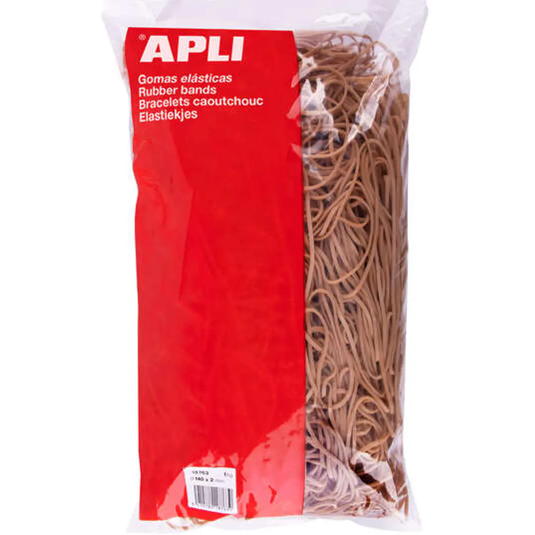 Apli Gomas Elasticas Ø 140 x 2mm - 1kg de Contenido - Gran Elasticidad y Resistencia - 70% de Caucho Natural 1