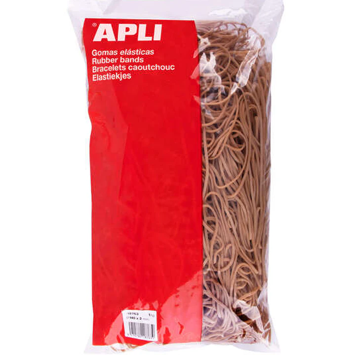 Apli Gomas Elasticas Ø 140 x 2mm - 1kg de Contenido - Gran Elasticidad y Resistencia - 70% de Caucho Natural 1