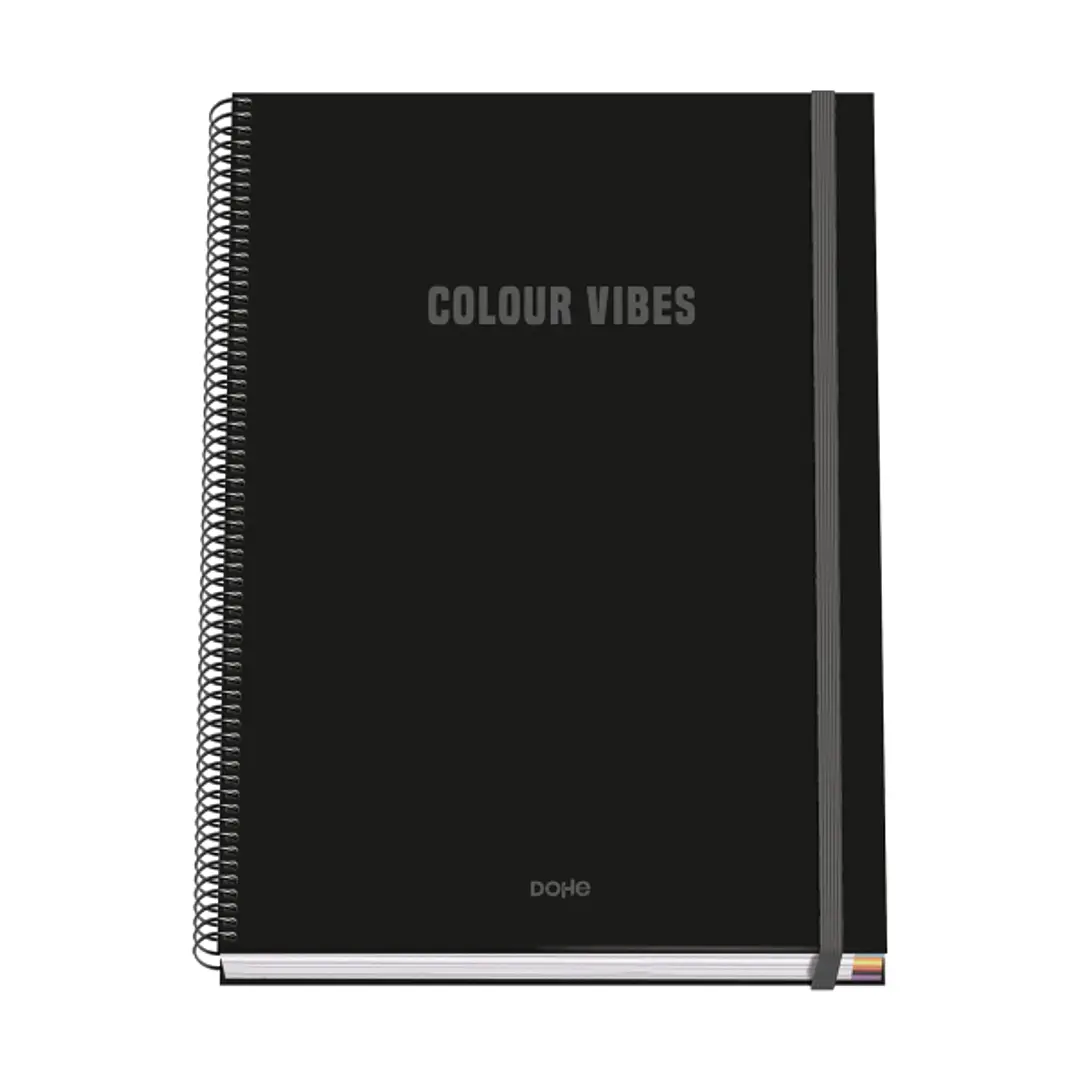 Dohe Colour Vives Cuaderno Espiral A4 100 Hojas Microperforadas Cuadricula 5mm - Tapa Dura Carton Forrado - Cierre de Goma - Bandas de Color - Color N 1
