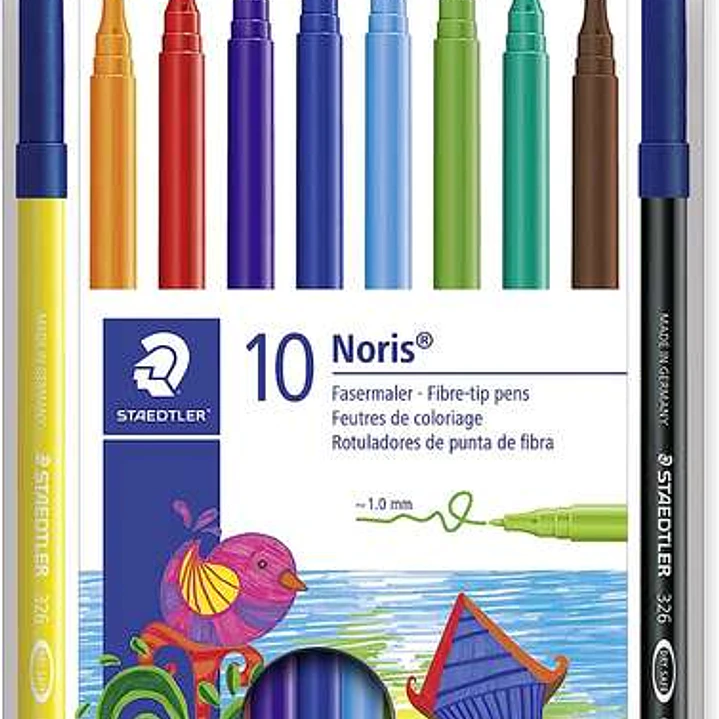 Staedtler 326 Pack de 10 Rotuladores Punta de Fibra - Trazo 1.0mm Aprox - Resistente a la Presion - Tinta a Base de Agua Antisecado - Colores Surtidos 1