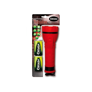 Cegasa Profesional Linterna de 7 LED - Cuerpo de Goma Antideslizante - Resistente a Golpes y Humedad - Funciona con 2 Pilas LR20 (Incluidas)