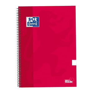 Oxford School Classic Cuaderno Espiral Tapa Extradura Write&Erase - Folio Pauta 2.5mm - 80 Hojas - Color Rojo