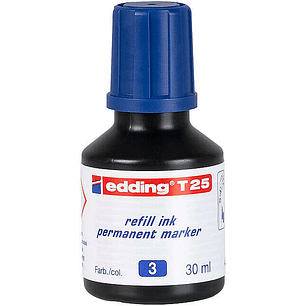 Edding T25 Bote de Recarga para Rotulador Permanente - Capacidad 30ml - Color Azul