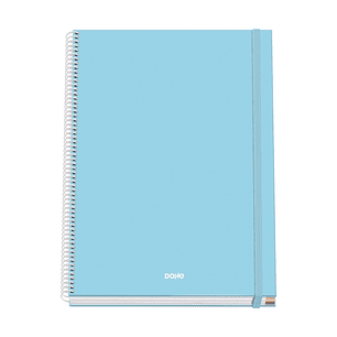 Dohe Serenity Cuaderno Espiral A4 100 Hojas Microperforadas Cuadricula 5mm - Tapa Dura Carton Forrado - Cierre de Goma - Bandas de Color - Color Azul